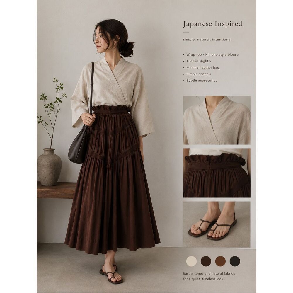 Yohji Yamamoto Women’s Vintage Y2K Brown Pleated Asymmetrical Ruffle Waist Cotto - Picture 7 of 12